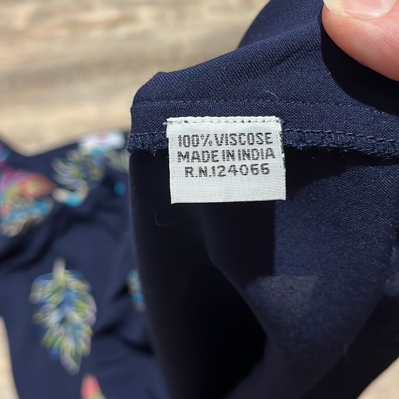 Sunny Oceans Navy Blue Square Neck Embroidered Dress or Swimsuit Cover Up Large - Picture 10 of 12